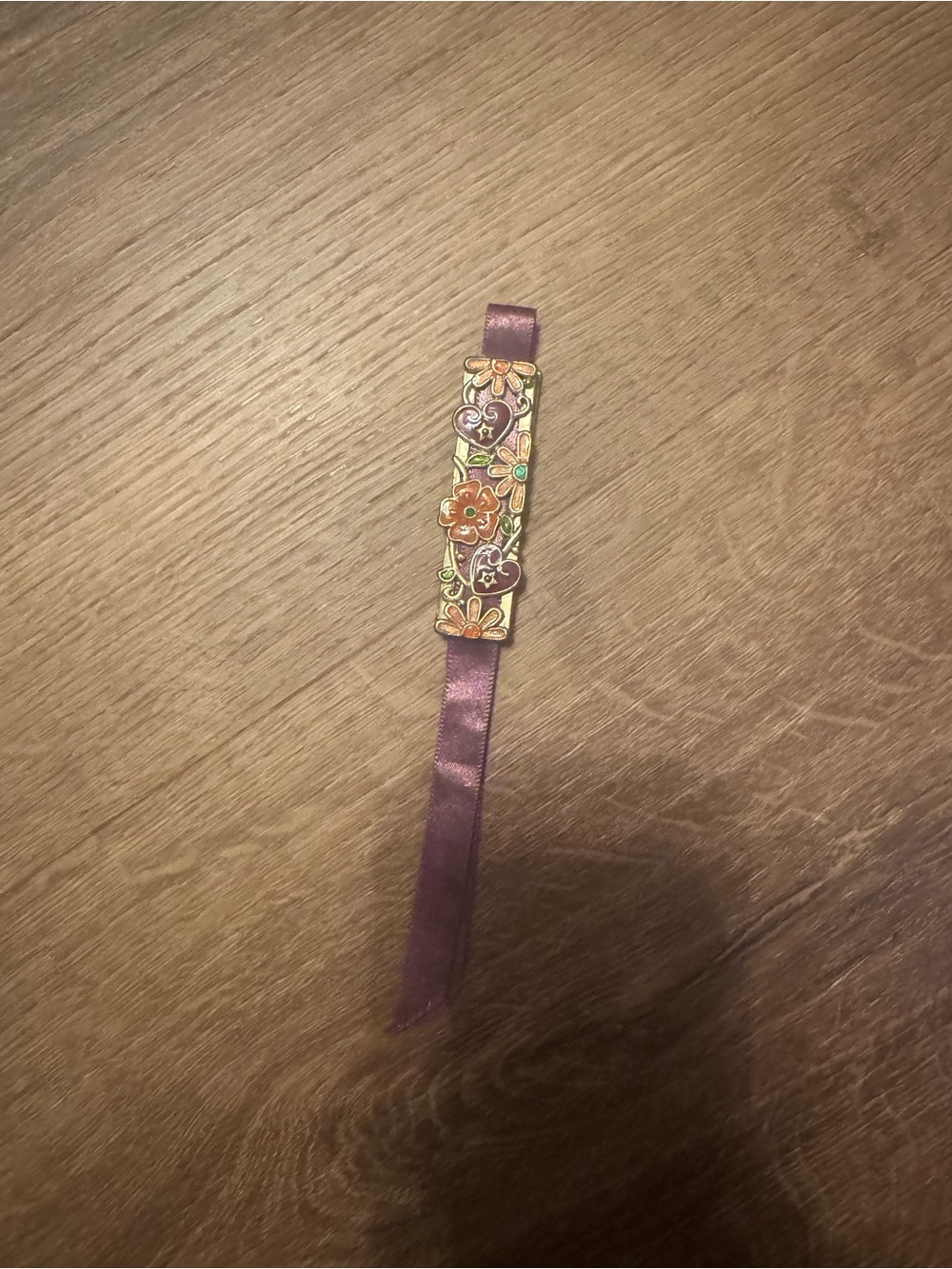 Purple Floral Enamel Ribbon Bracelet